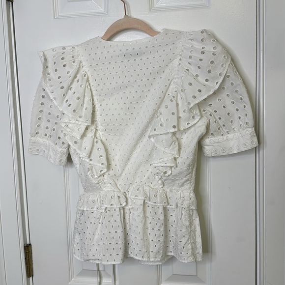 J. Crew White Puff Sleeve Wrap Blouse - Picture 11 of 11